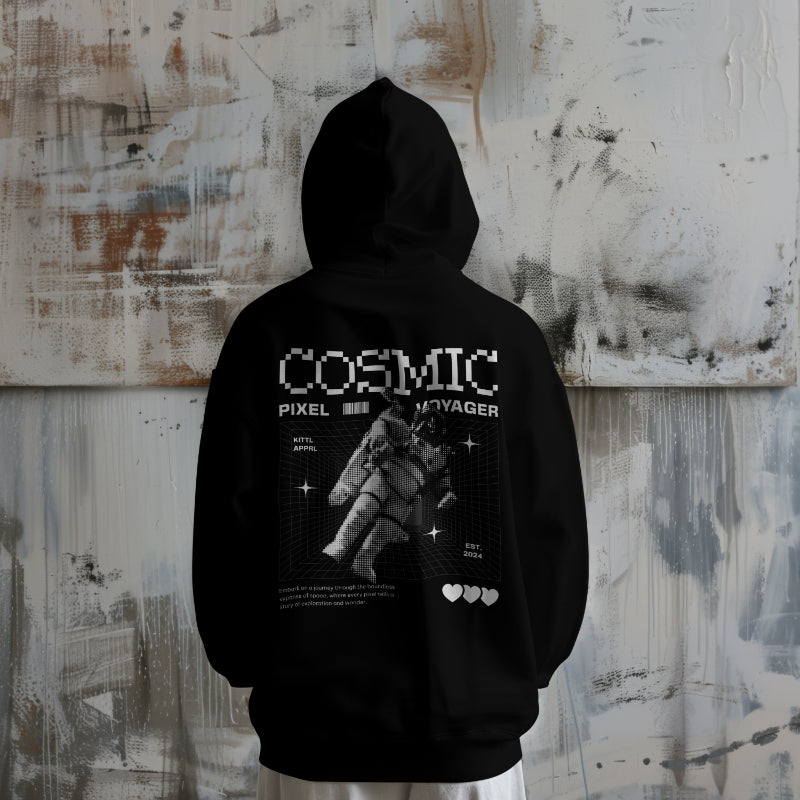 Black printed hoodie