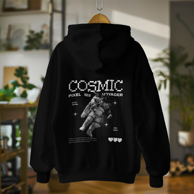 Black printed hoodie